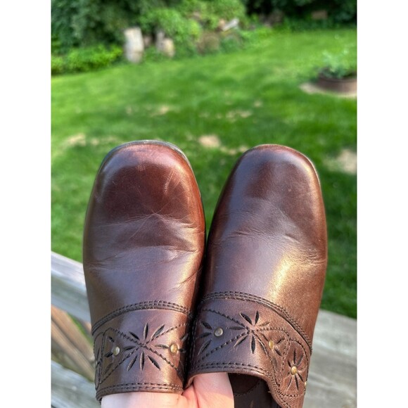 Clarks Bendables Wedge Heel Clog Brown Leather Womens Size 7.5 M - Picture 4 of 12
